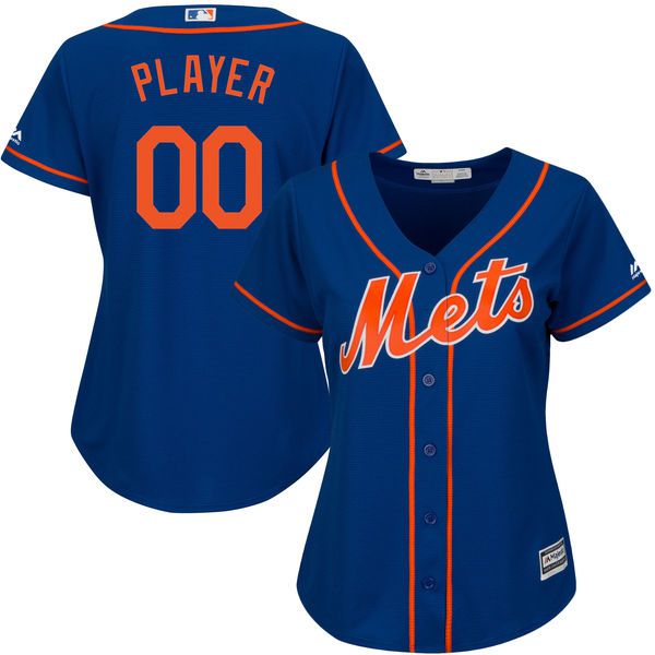 Women New York Mets Majestic Royal Blue Alternate Cool Base Custom MLB Jersey->customized mlb jersey->Custom Jersey